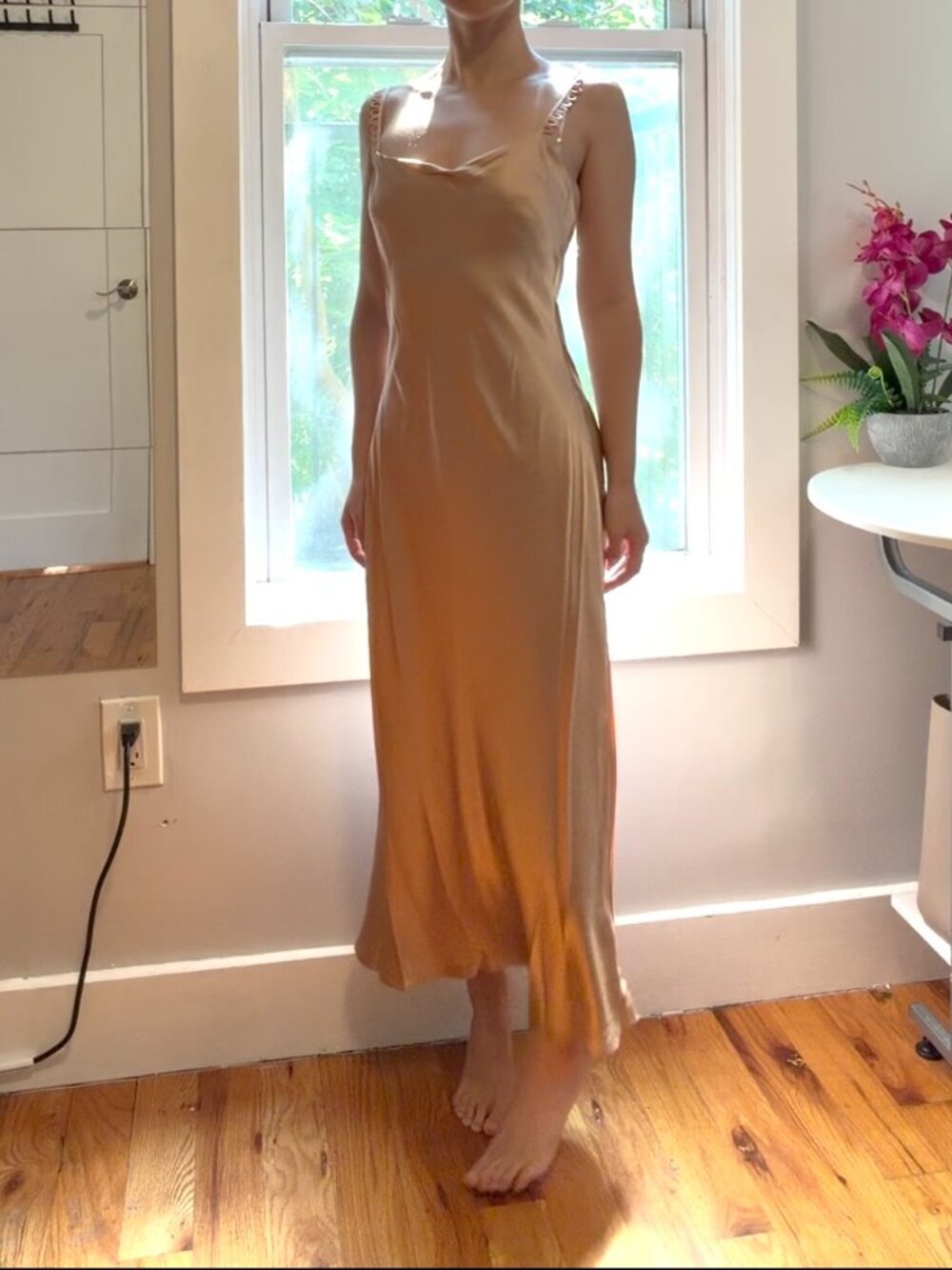 L'AGENCE Rosabella Silk Loop Trim Slip Dress